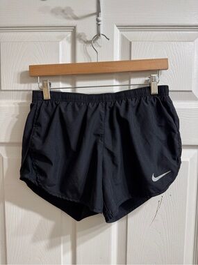 Nike Black Athletic Running Shorts with White Swoosh